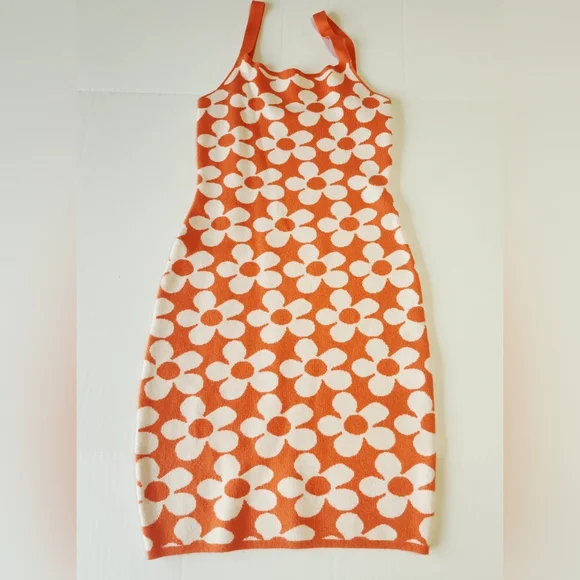 Princess Polly Floral Knit Sweatee Bodycon Mini Dress, Size XS/S - Picture 1 of 8